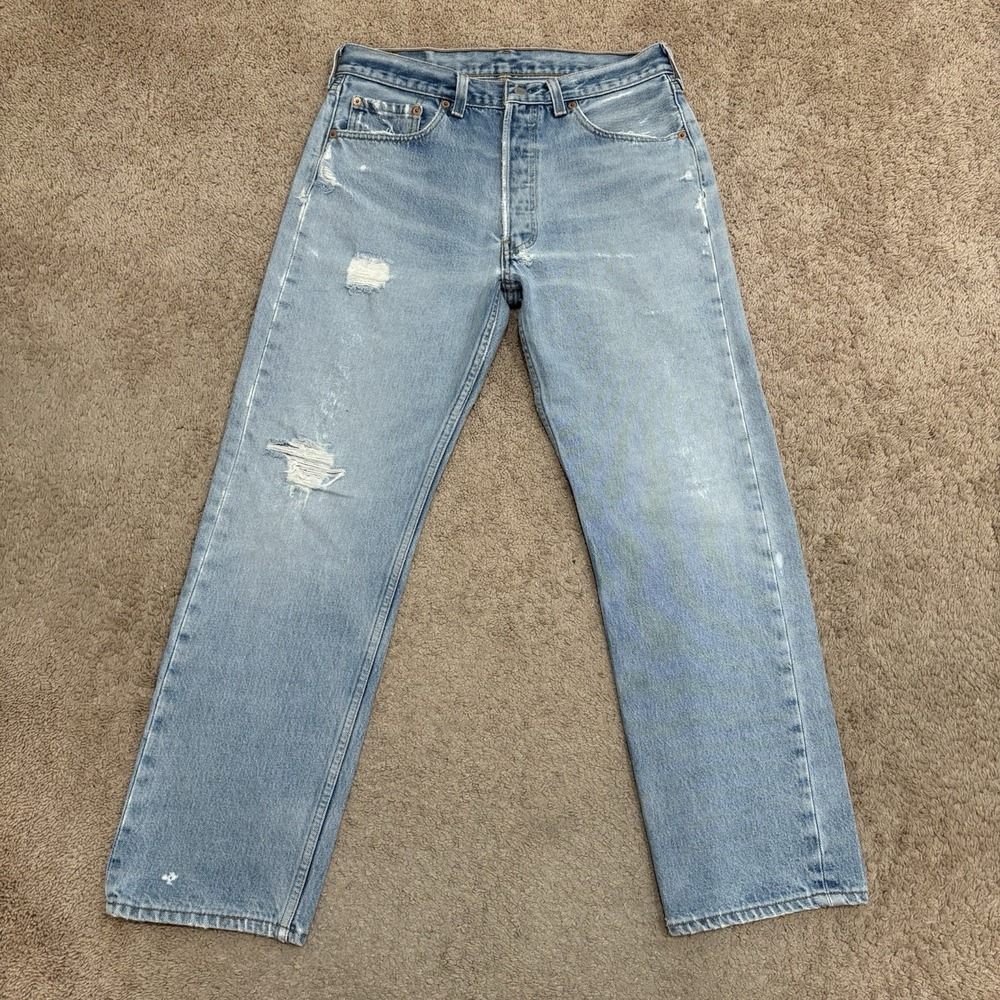 Vintage 1996 Levi's 501xx Button Fly Jeans 31x28 Blue Denim USA 90s Distressed
